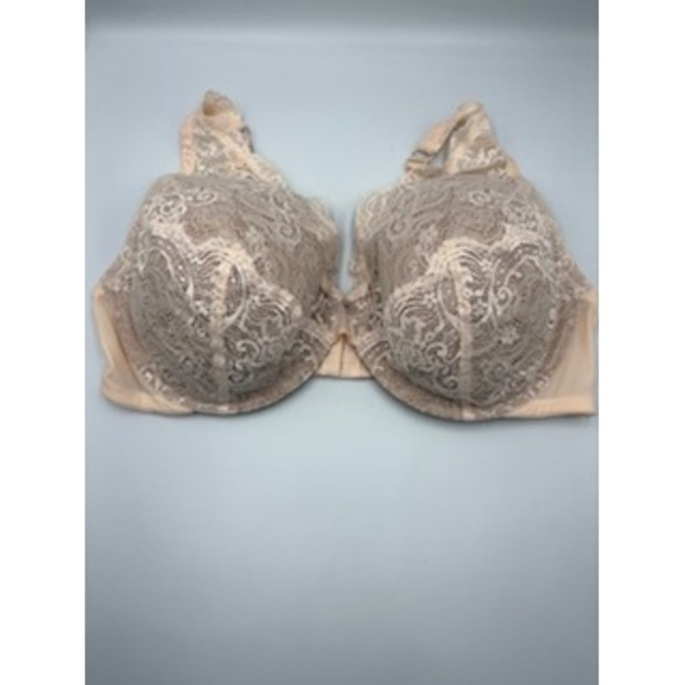 THIRDLOVE 24/7 Lace Contour Plunge Bra 44D Beige Nude Underwire Lingerie Luxury